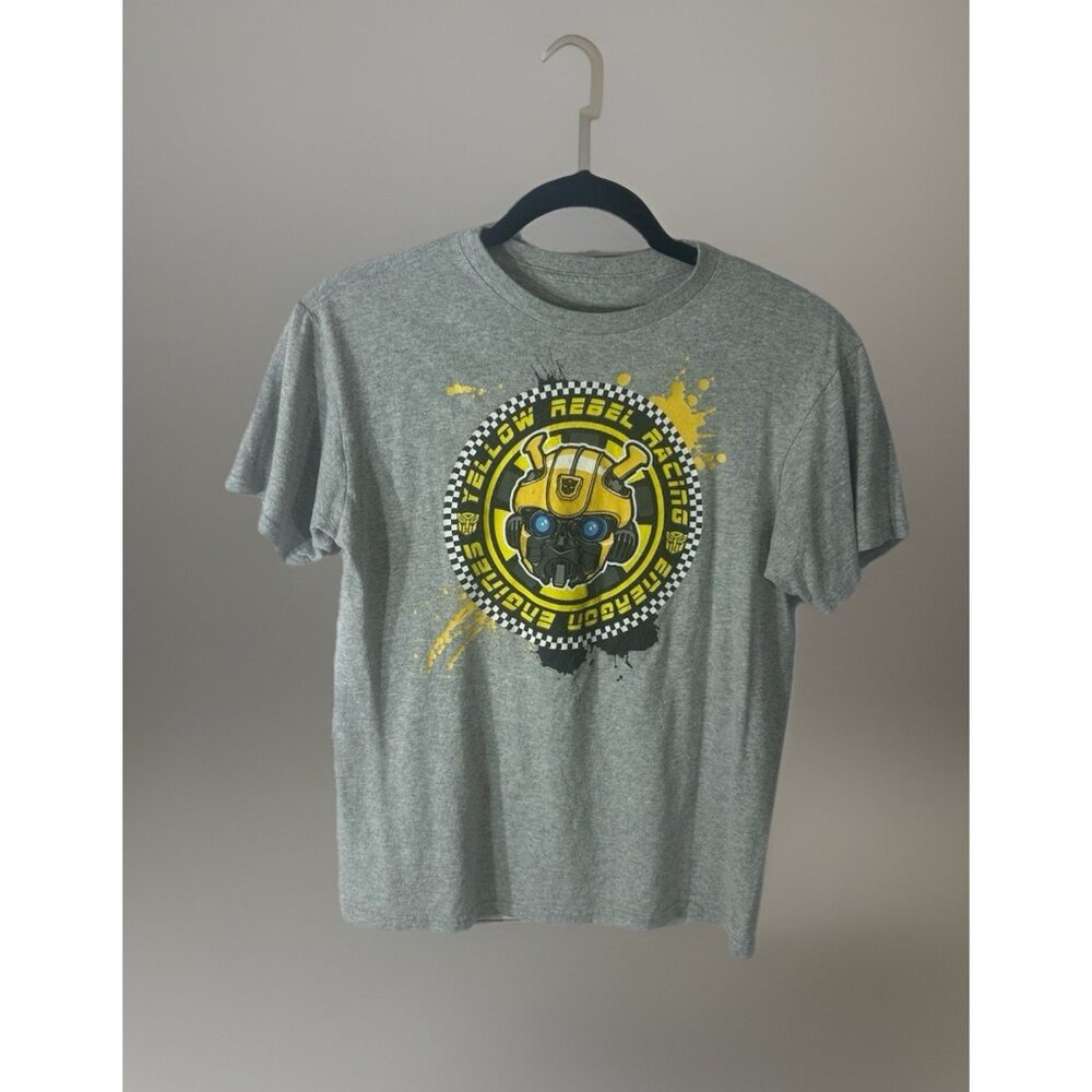 Bumblebee Transformers Boys 12/14 Energon Engines Yellow Rebel Racing T-shirt